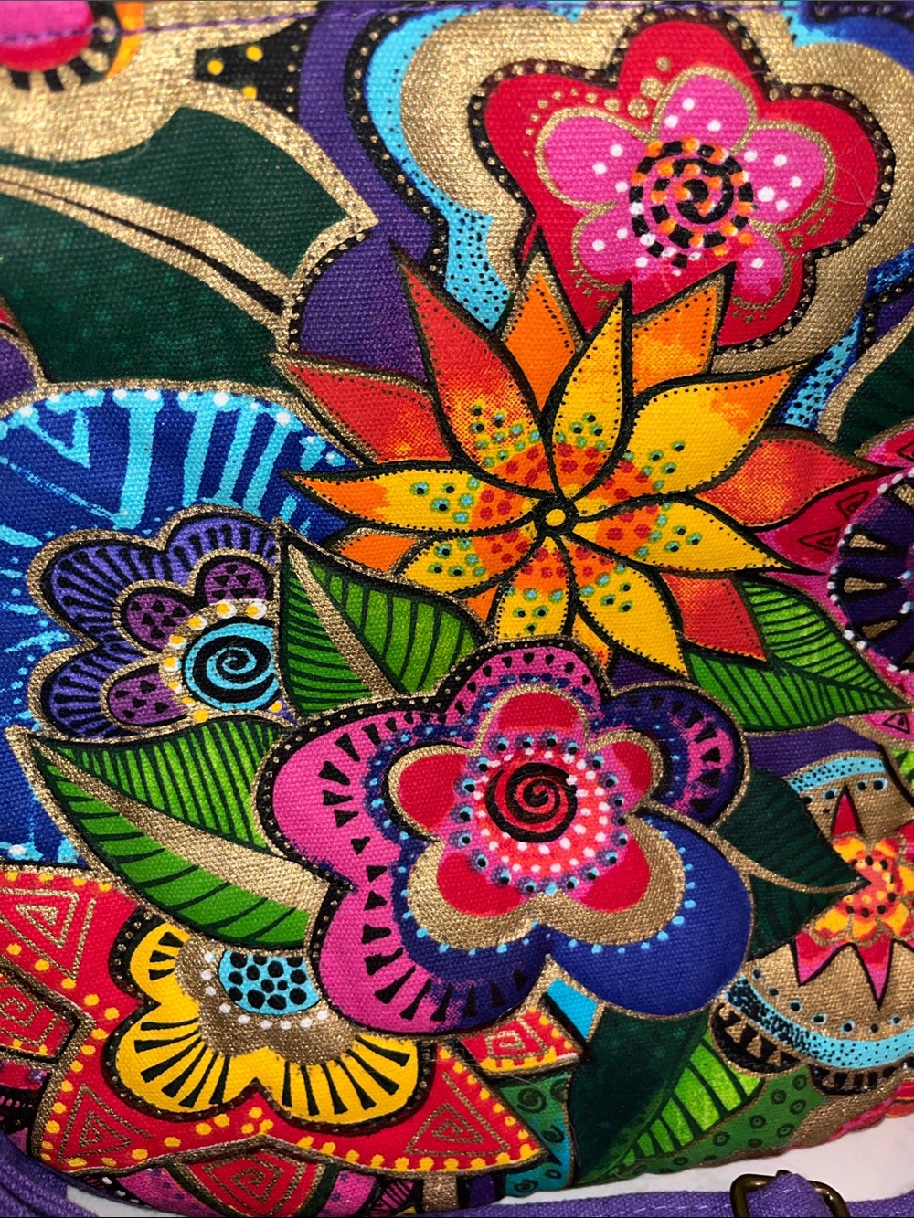 Laurel Burch Multicolor Floral Crossbody with Purple Strap - Picture 4 of 13